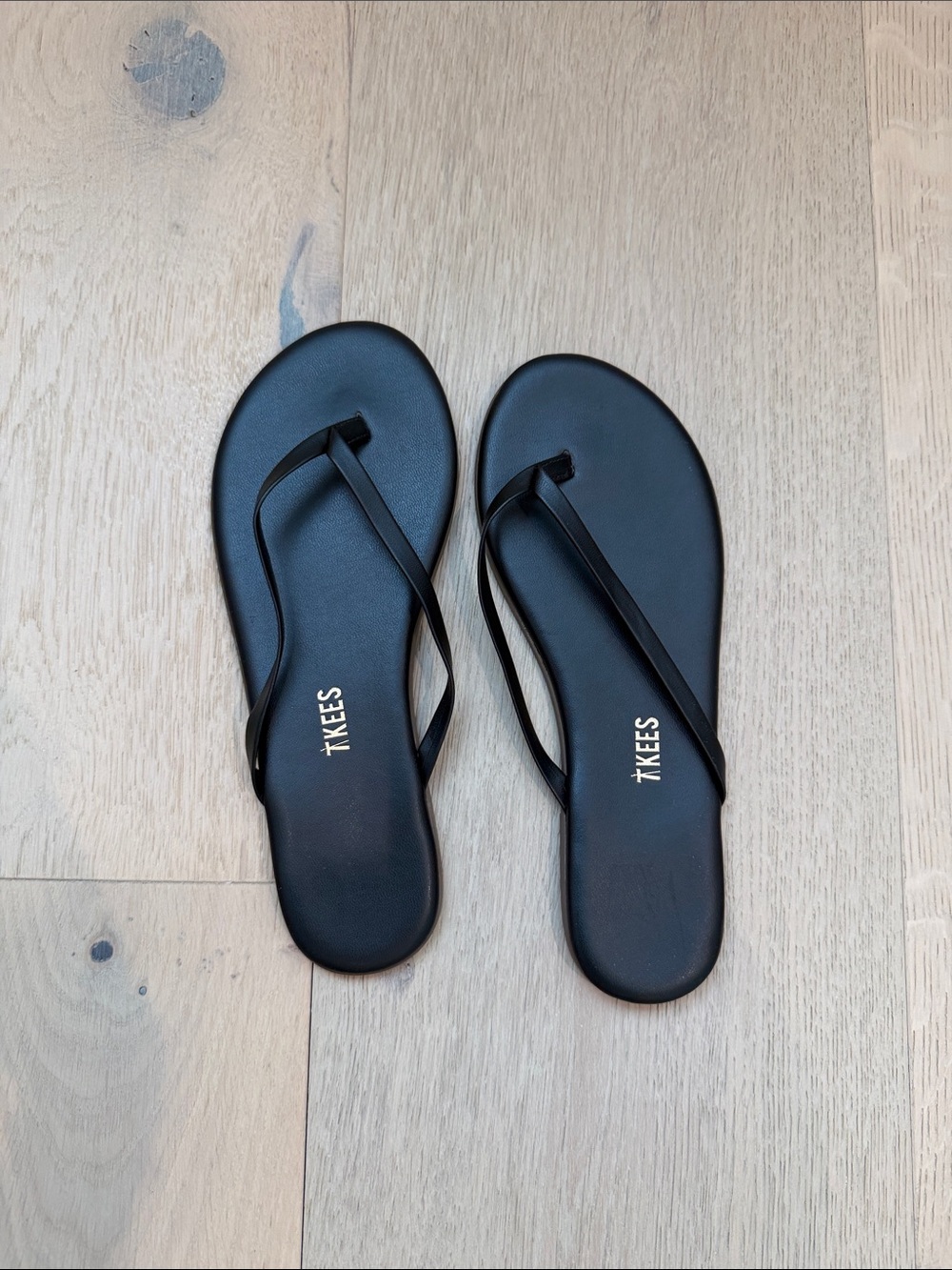 TKEES Black Lily Flip Flop Sandals